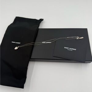Saint Laurent Silver Heart Pendant Necklace